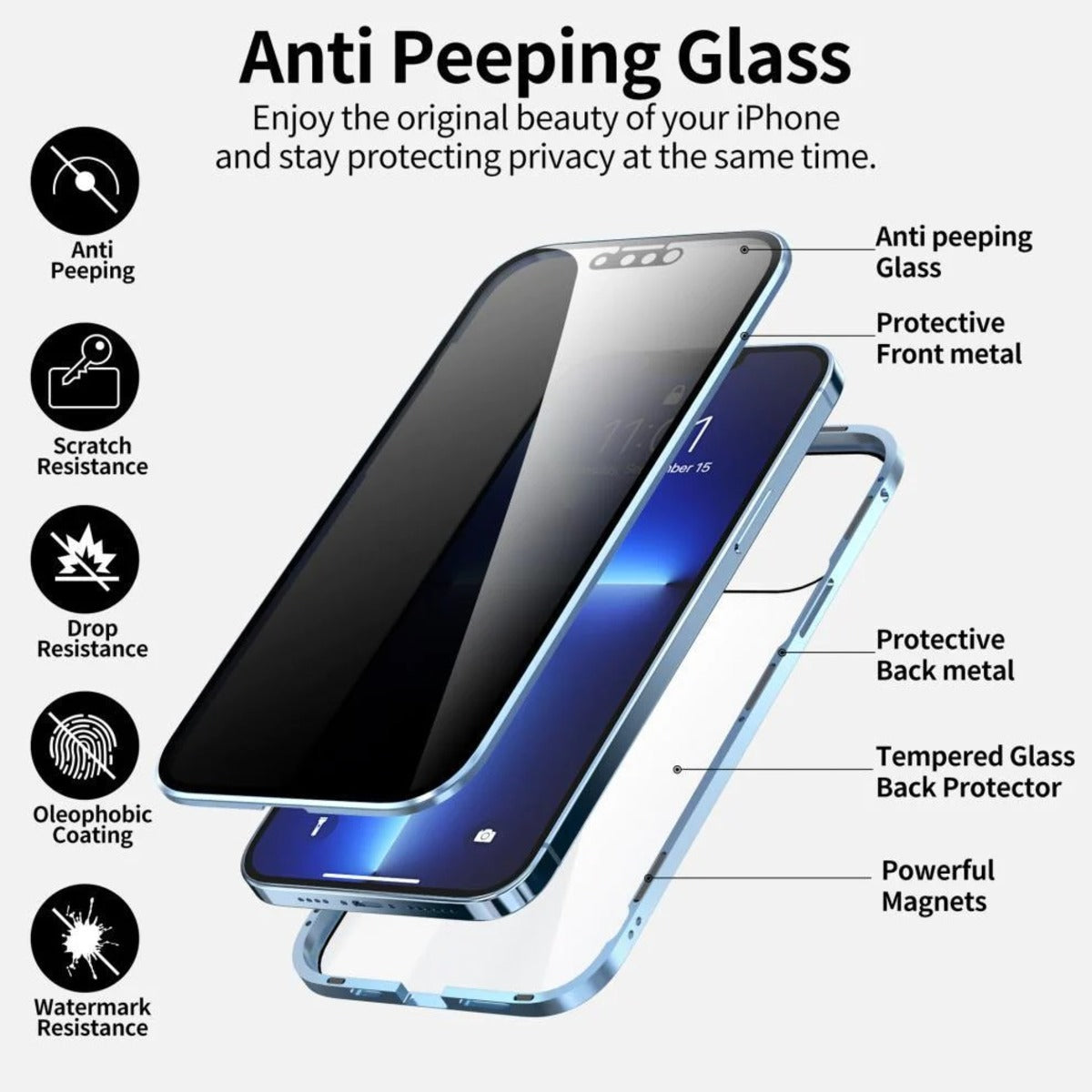 Anti-Spy Magnetic Metal iPhone Case